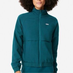 Figs Sydney scrub jacket in Caribbean blue